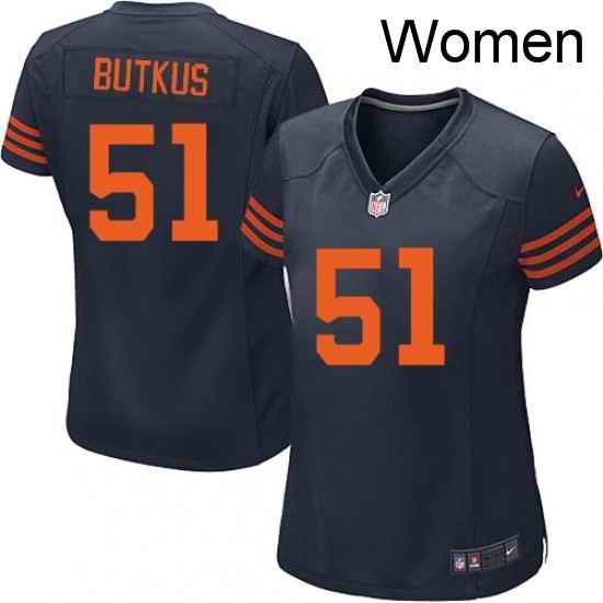 Womens Nike Chicago Bears 51 Dick Butkus Game Navy Blue Alternate NFL Jersey